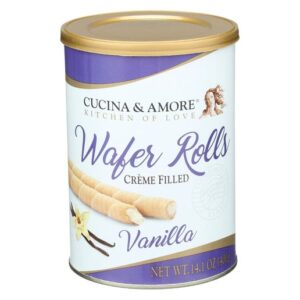 Cucina & Amore Creme Filled Wafer Roll Tins Vanilla 14.1oz 6ct